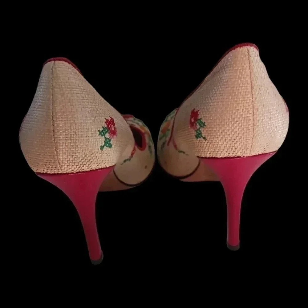 Jill stuart wicker embroidered high heel 9B - Picture 2 of 15